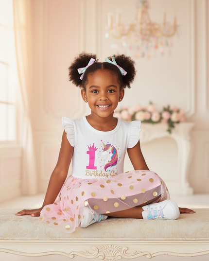 unicorn infant dress - sitting
