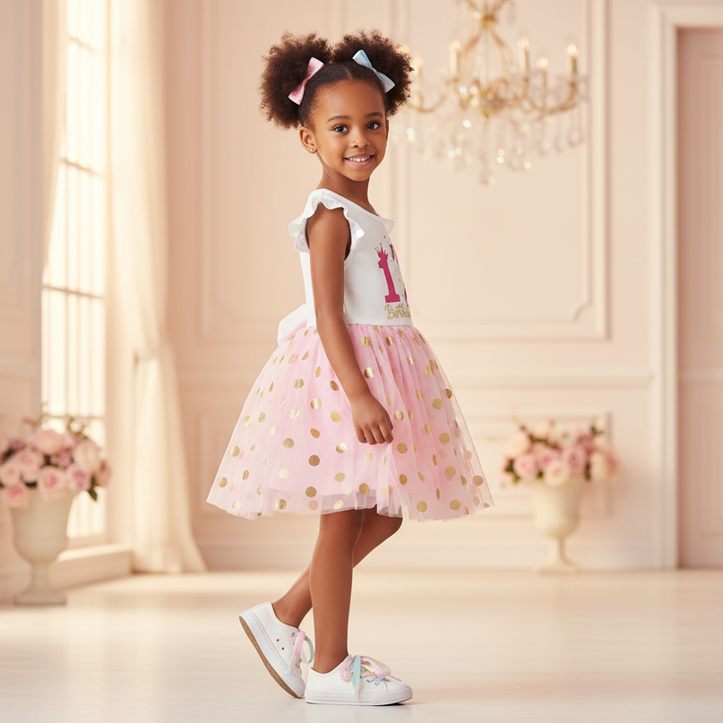 unicorn infant dress - three-quarter