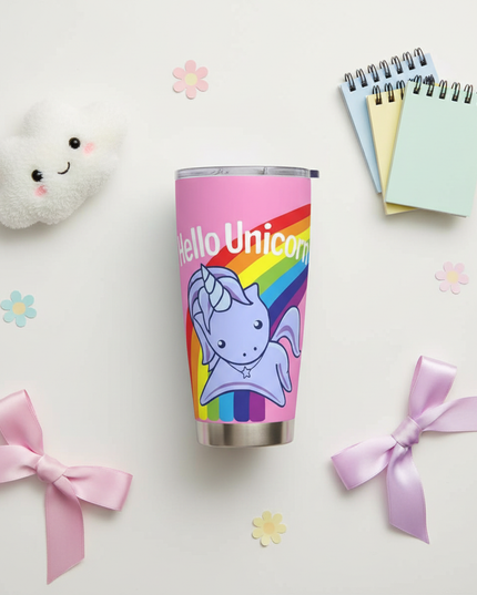 unicorn insulated tumbler - flat-lay