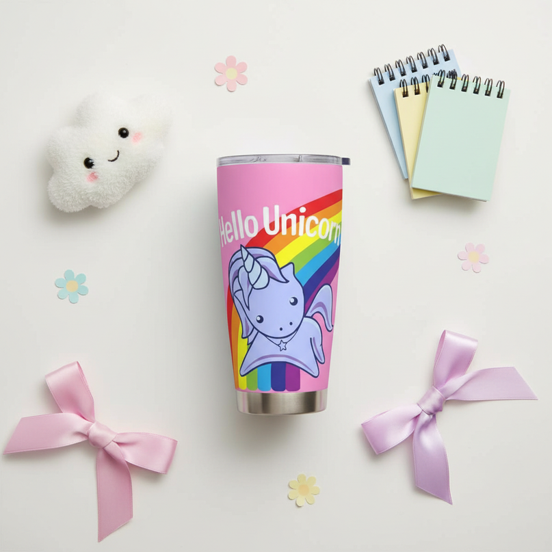 unicorn insulated tumbler - flat-lay