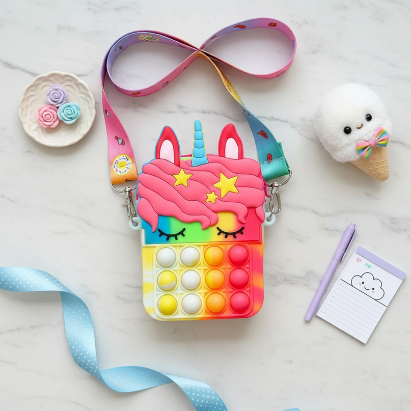 unicorn interactive purse - flat-lay