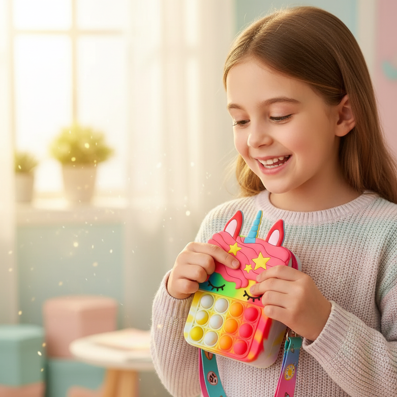 unicorn interactive purse - in-use