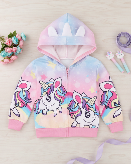 unicorn jacket with horn - flat-lay