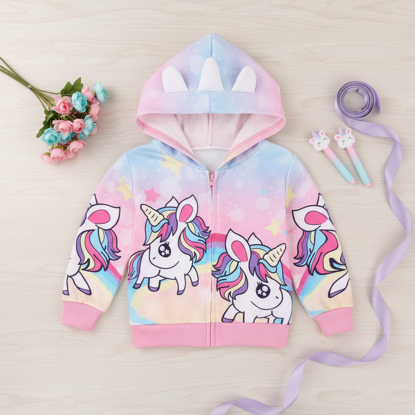 unicorn jacket with horn - flat-lay