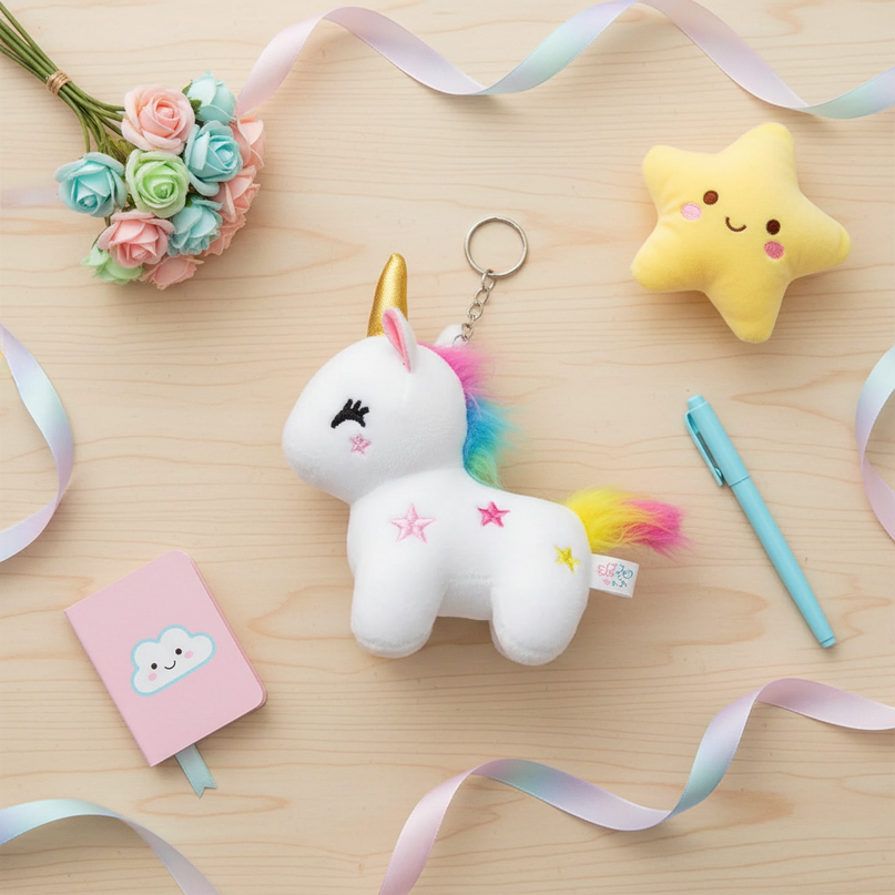unicorn keychain kids - flat-lay