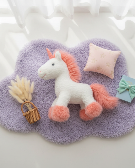 unicorn keychain plush - flat-lay