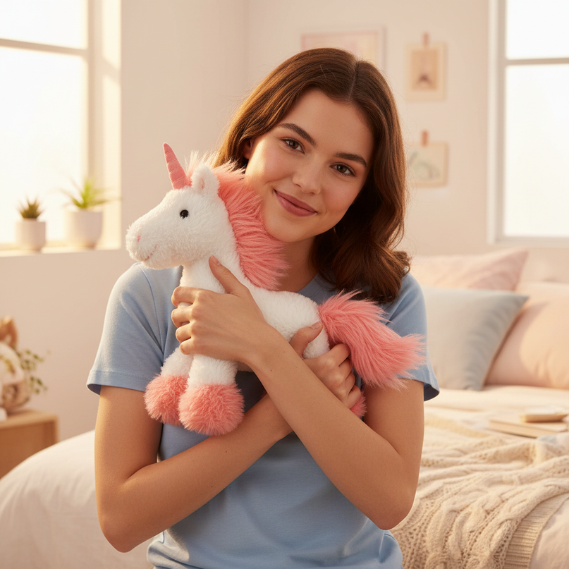 unicorn keychain plush - in-use