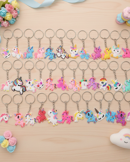 unicorn keychain set - flat-lay