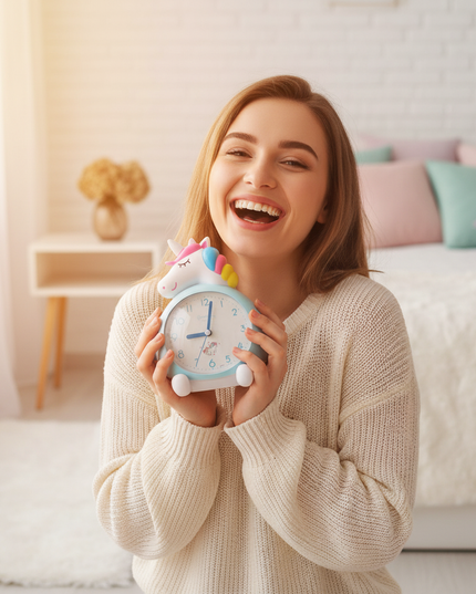 unicorn kids alarm clock - in-use