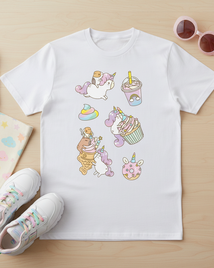 unicorn kitty shirt - flat-lay