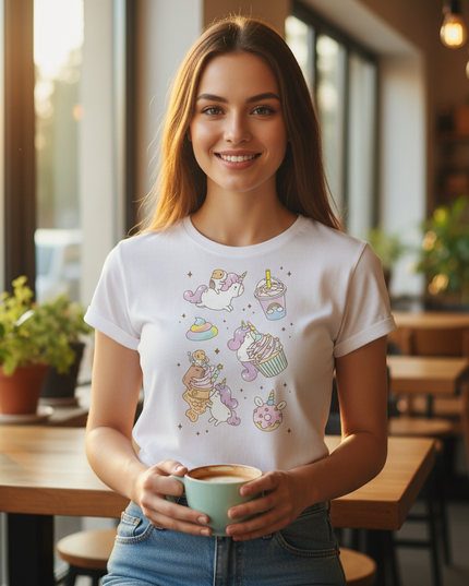 unicorn kitty shirt - in-use