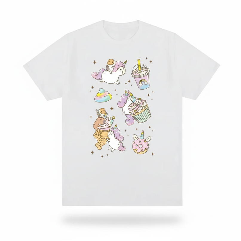 unicorn kitty shirt - white-bg
