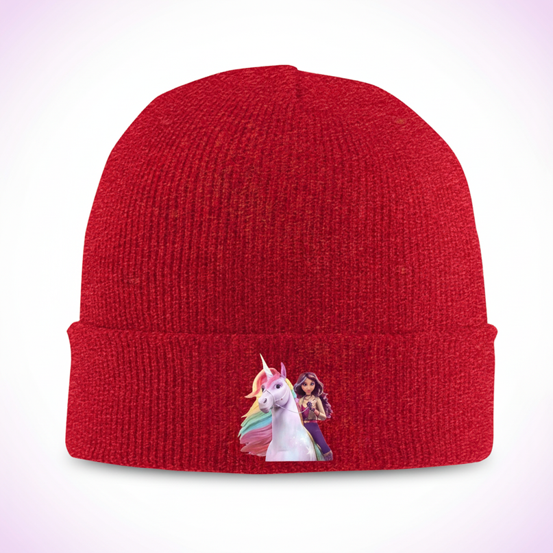unicorn knit beanie - white-bg