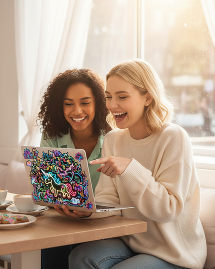 unicorn laptop stickers - in-use