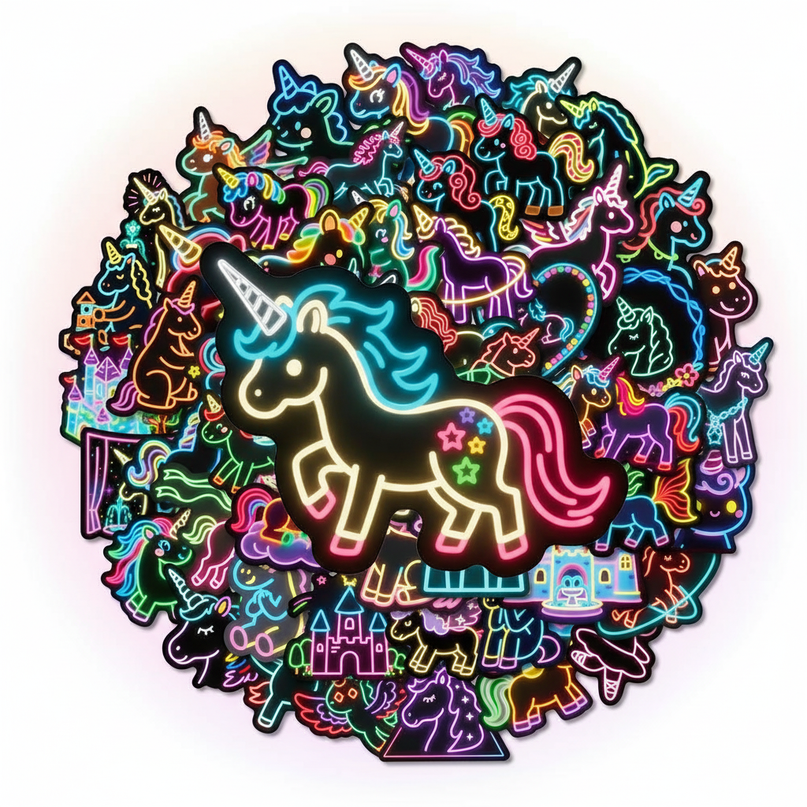 unicorn laptop stickers - white-bg