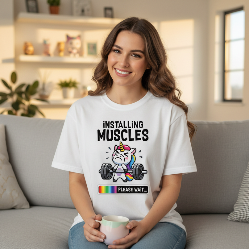 unicorn lazy day shirt - in-use