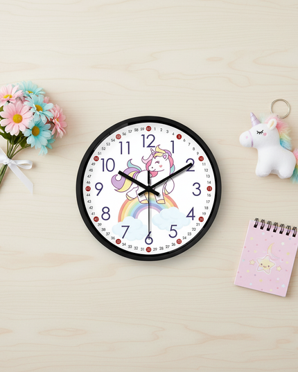 unicorn learning clock for kids - flat-lay