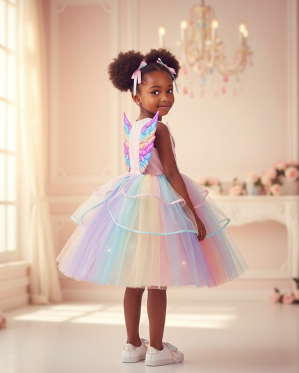 unicorn led birthday dress girls - back