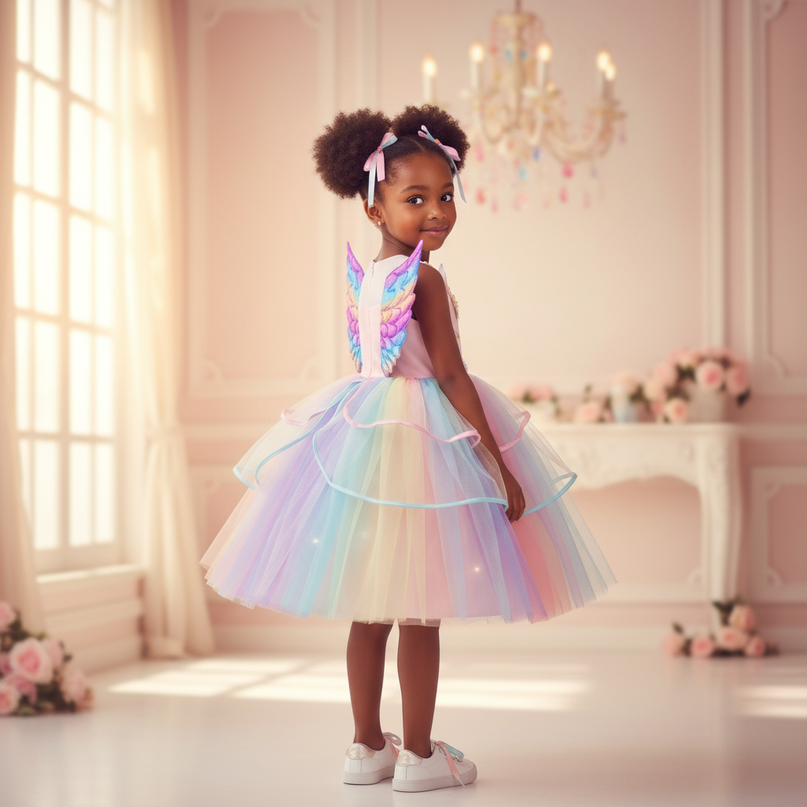 unicorn led birthday dress girls - back