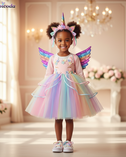 unicorn led birthday dress girls - detail