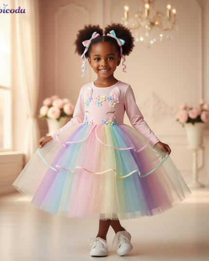 unicorn led birthday dress girls - front