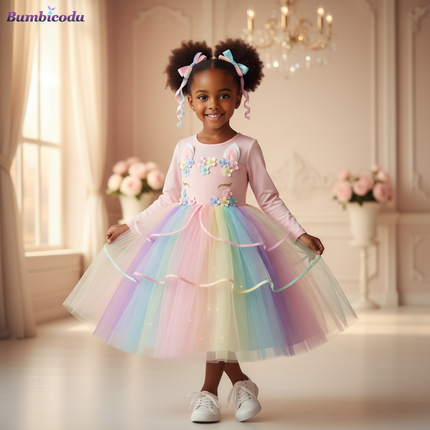 unicorn led birthday dress girls - front