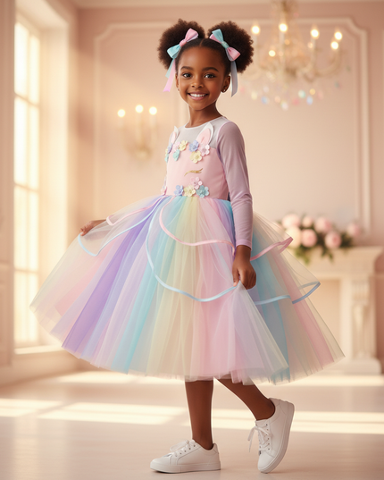 unicorn led birthday dress girls - three-quarter
