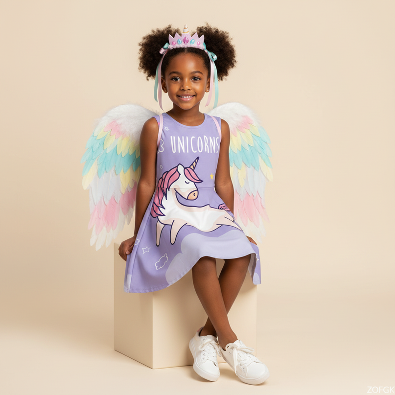 unicorn led dress costume set - sitting