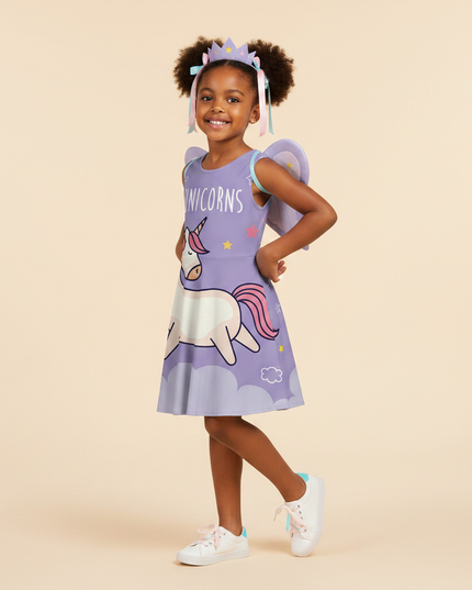 unicorn led dress costume set - three-quarter