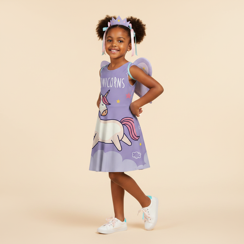 unicorn led dress costume set - three-quarter