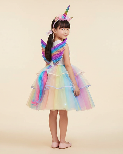 unicorn led dress full set girls - back
