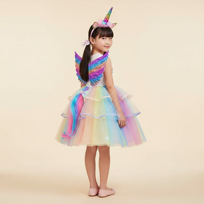 unicorn led dress full set girls - back
