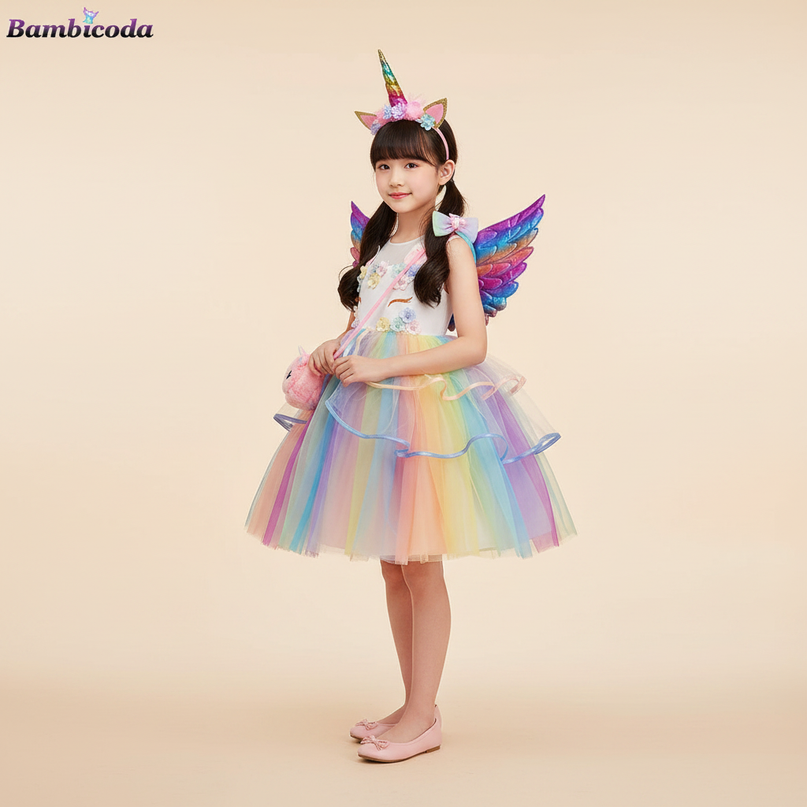 unicorn led dress full set girls - detail