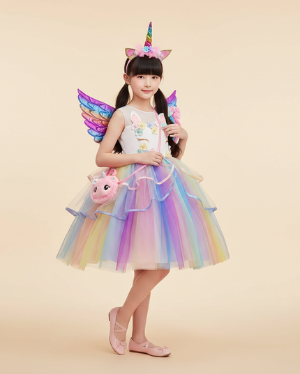 unicorn led dress full set girls - front