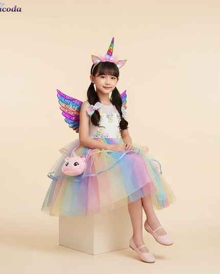 unicorn led dress full set girls - sitting