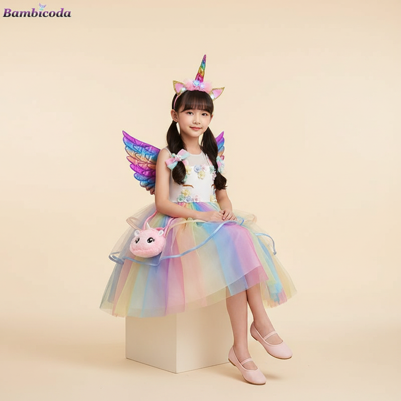 unicorn led dress full set girls - sitting