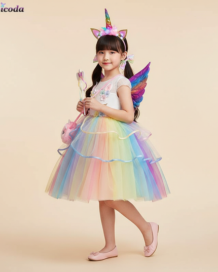 unicorn led dress full set girls - three-quarter