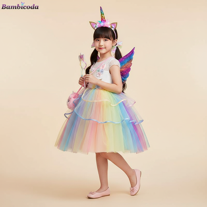 unicorn led dress full set girls - three-quarter
