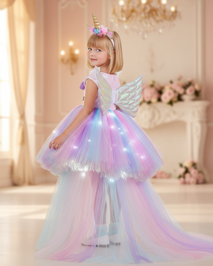 unicorn led dress set with wings - back