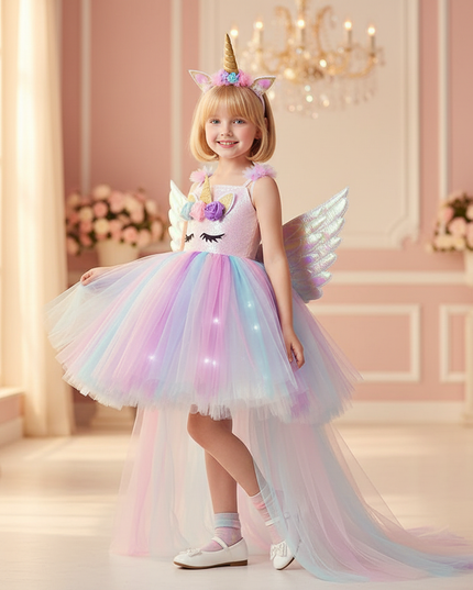 unicorn led dress set with wings - front