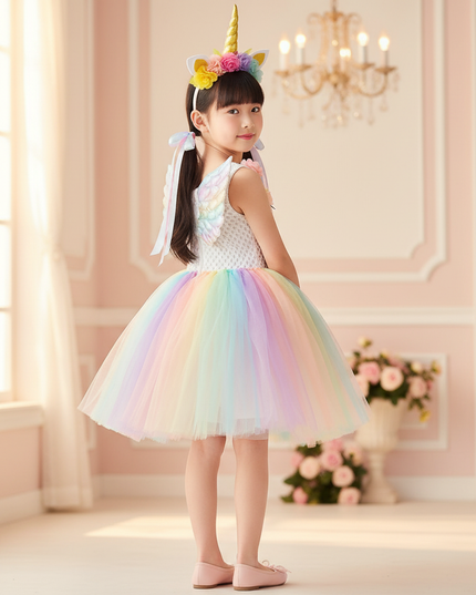 unicorn led dress with wings girls - back