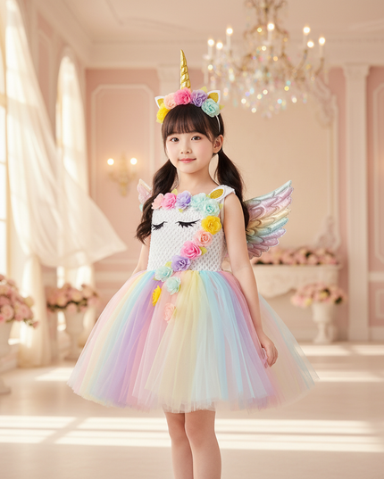 unicorn led dress with wings girls - detail
