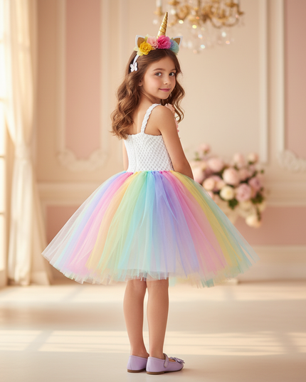 unicorn led tutu dress girls - back