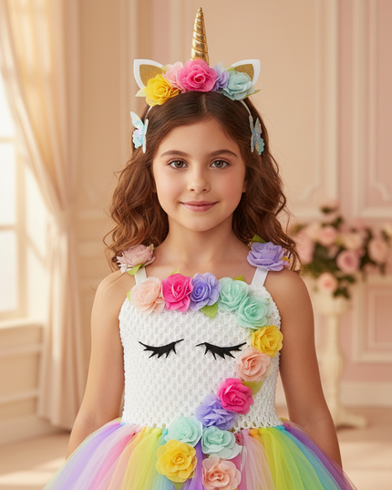 unicorn led tutu dress girls - detail