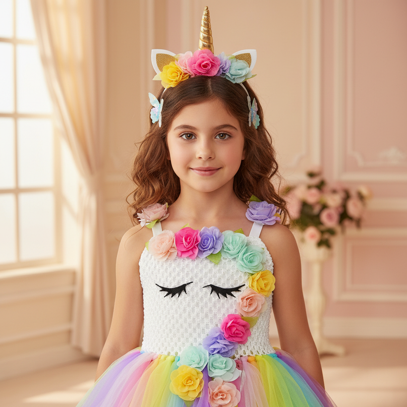unicorn led tutu dress girls - detail