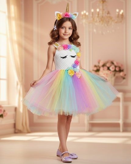 unicorn led tutu dress girls - front