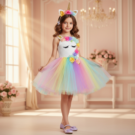 unicorn led tutu dress girls - front
