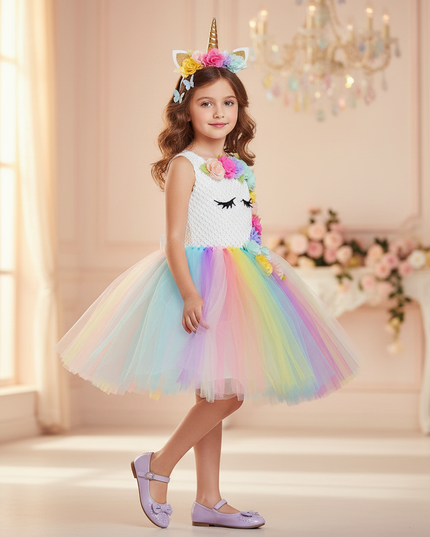 unicorn led tutu dress girls - three-quarter