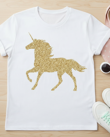 unicorn letter shirt - flat-lay