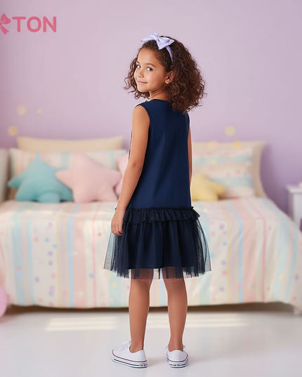 unicorn letter star dress girls - back